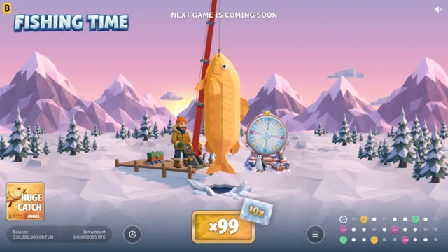 Fiskaren vevar in en gul Huge Catch-fisk i Fishing Time