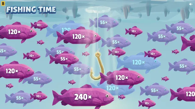 Mega Catch under isen i Fishing Time med lila fiskar
